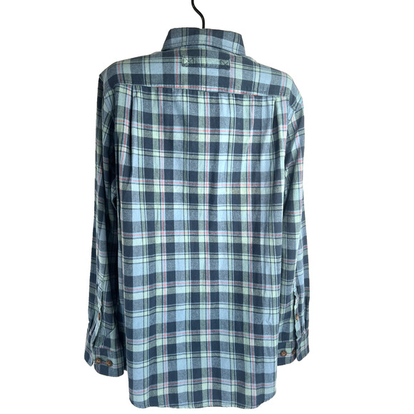 Duluth Trading Co Blue Plaid Soft Cotton Flannel Shirt Men's med - Picture 3 of 10